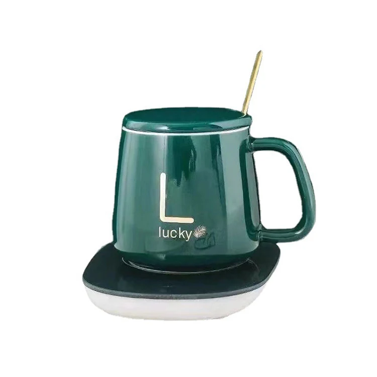 Nordic Style Cute Intelligent Temperature Control Heated Cup Set Smart 55 Degree Ceramic Coffee Mug Warmer With Thermostat