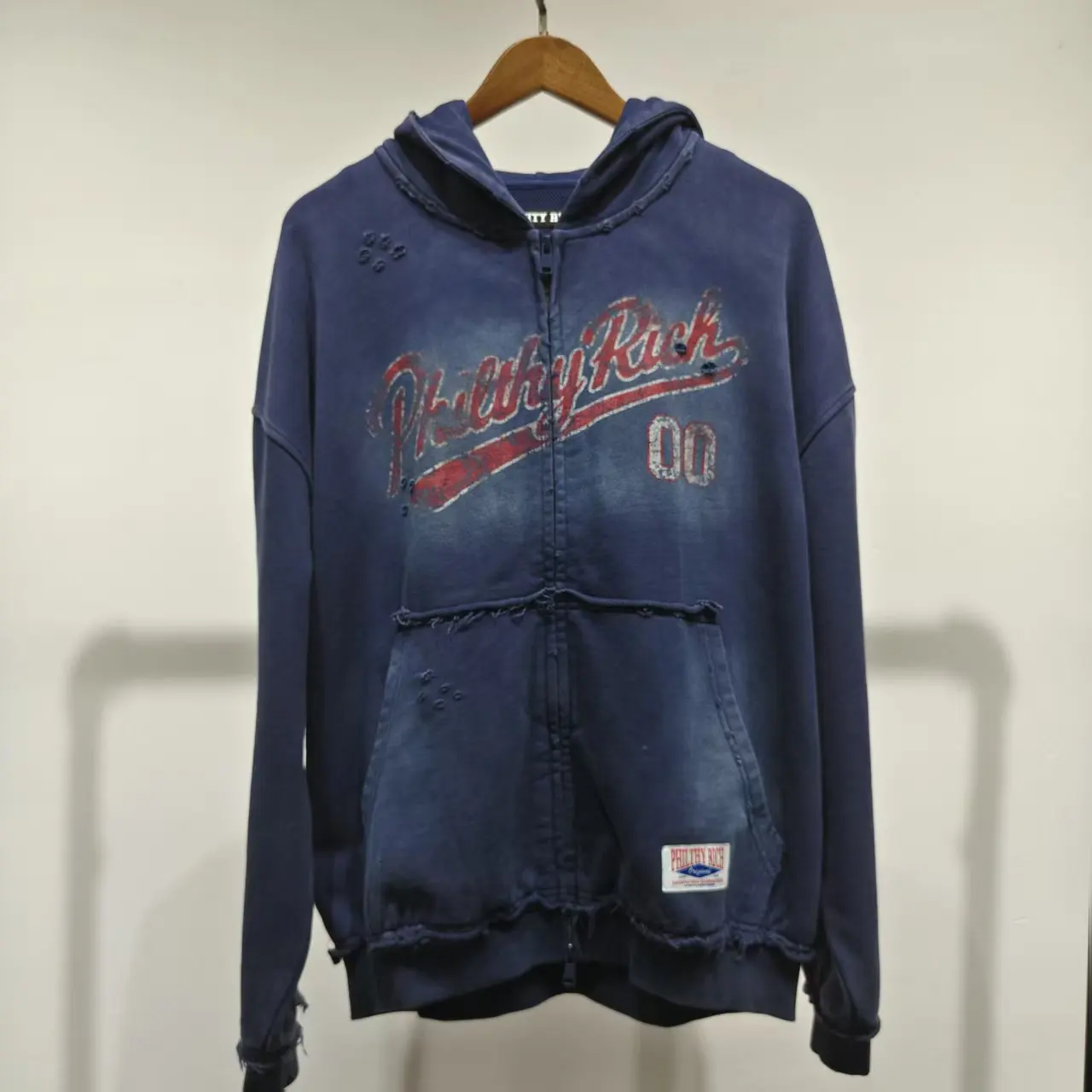 Custom Luxury Embroidery Streetwear Hoodie Fleece Blank Vintage Oversized Acid Wash Sun Faded Distressed Zip up Streetwear gallery 7