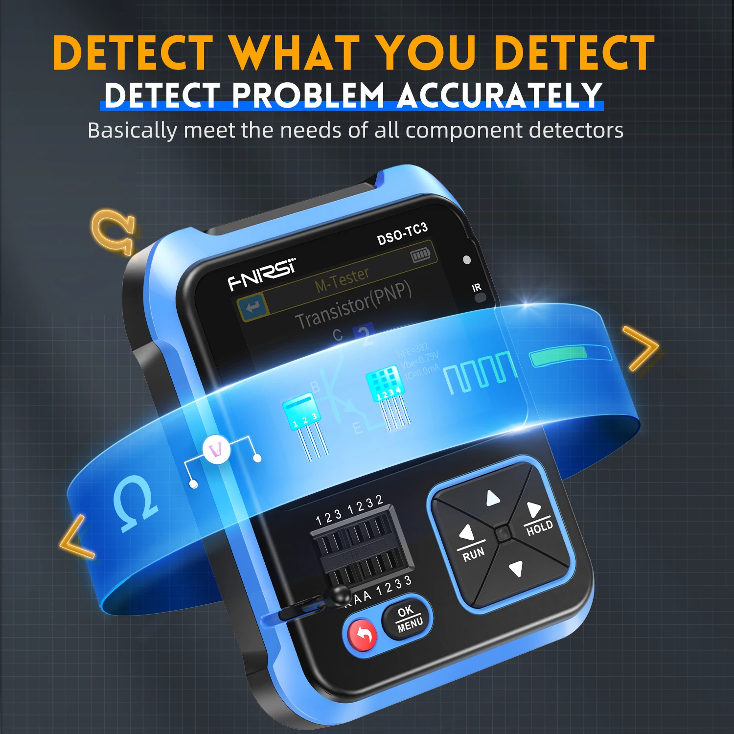FNIRSI DSO-TC3 3in1handheld Oscilloscope Transistor Tester Multi-function Multimeter Diode Voltage Portable Digital Oscilloscope