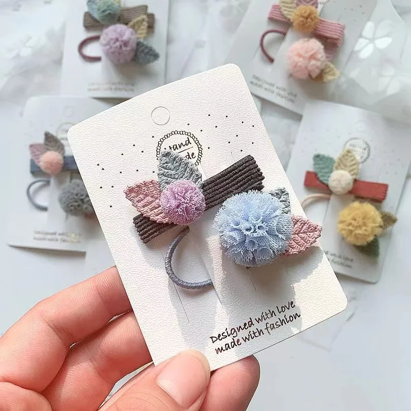 Красивые заколки для волос для девочек милые кружевные шары и бабочки из ткани для волос для детей