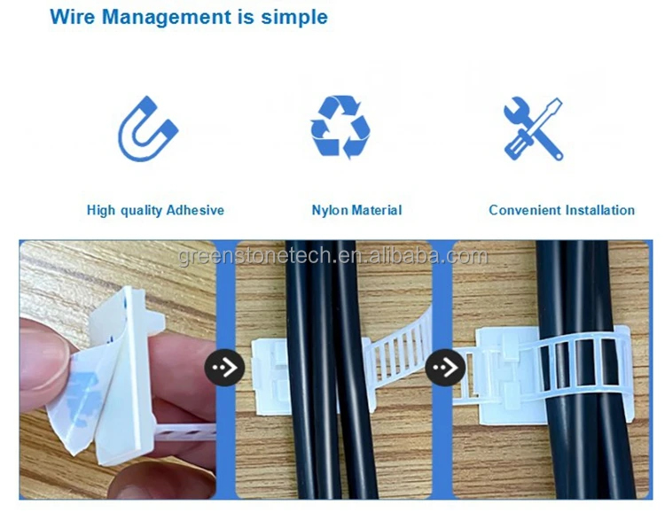Adjustable Wire Clamp Cable Clamp Self Adhesive Cable Tie Mount Holder