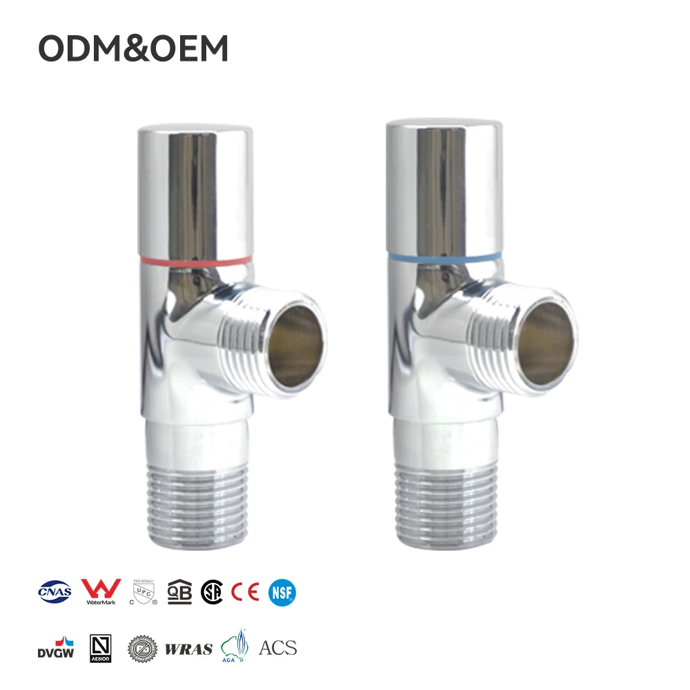 Válvula angular universal de latón de 1/2 pulgada para inodoro y calentador de agua, válvula esférica manual reforzada fría y caliente
