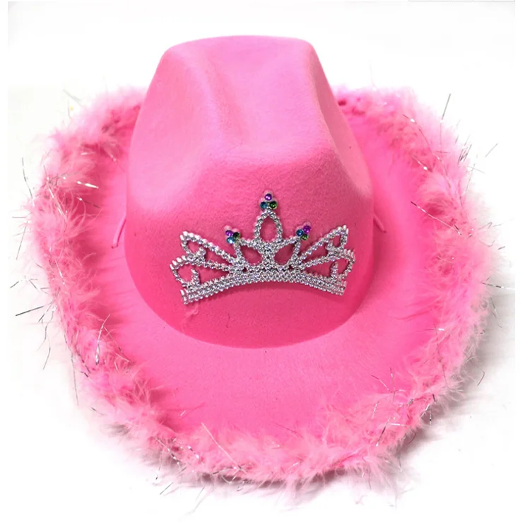 F-5868 Western Style Pink Cowgirl Hat 
