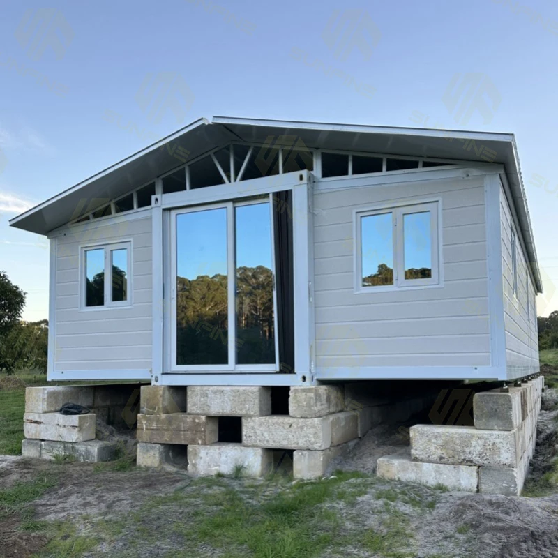 Skillion Roof Prefabricated Modular House Prefab Steel 2 Bedroom Expandable Container Granny Flat House Australian Standards