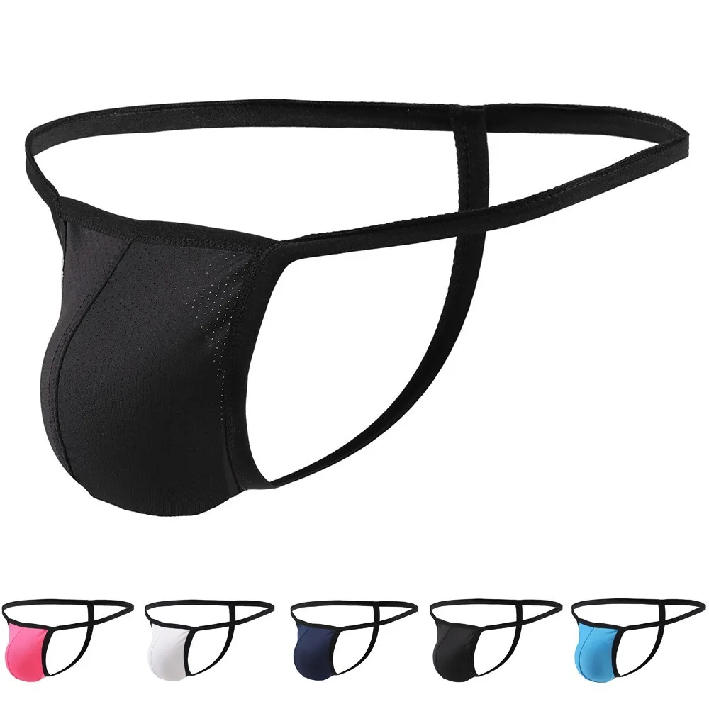 Seamless Solid Color Sexy Men T-back G-string Low-waisted Thong Bikini ...