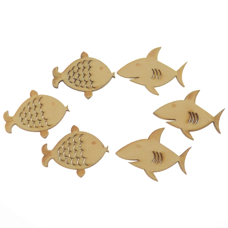 Ocean Nursery Party Decorations 2"-20" Customize Wood Decorative Art Laser Cut Craft Unfinished Wooden Fish