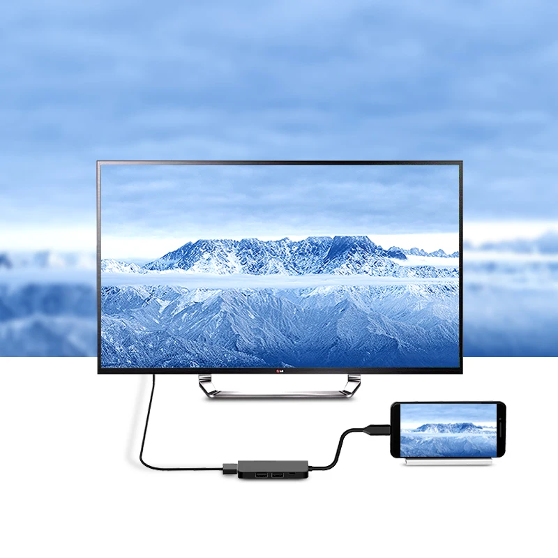 
Мультимедийный USB-концентратор 4 в 1, USB Type C Hub to 4K HDTV, для ПК и телефонов 