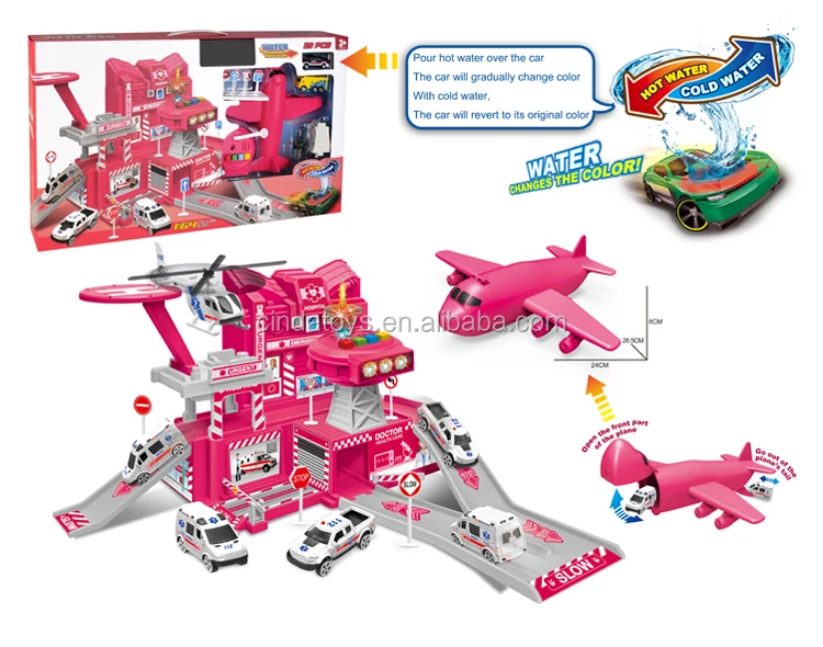 Модель автомобиля из литого под давлением в масштабе 1:64, Обучающие игрушки, трек «сделай сам», игрушечные машинки с транспортным самолетом, пластиковая игрушка для парковки для детей