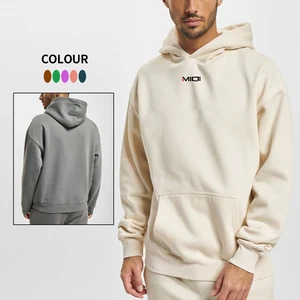 Custom Men High Quality Cotton Heavyweight French Terry Solid Autumn Regular Fit Pullover Hoodie Sweatshirt
