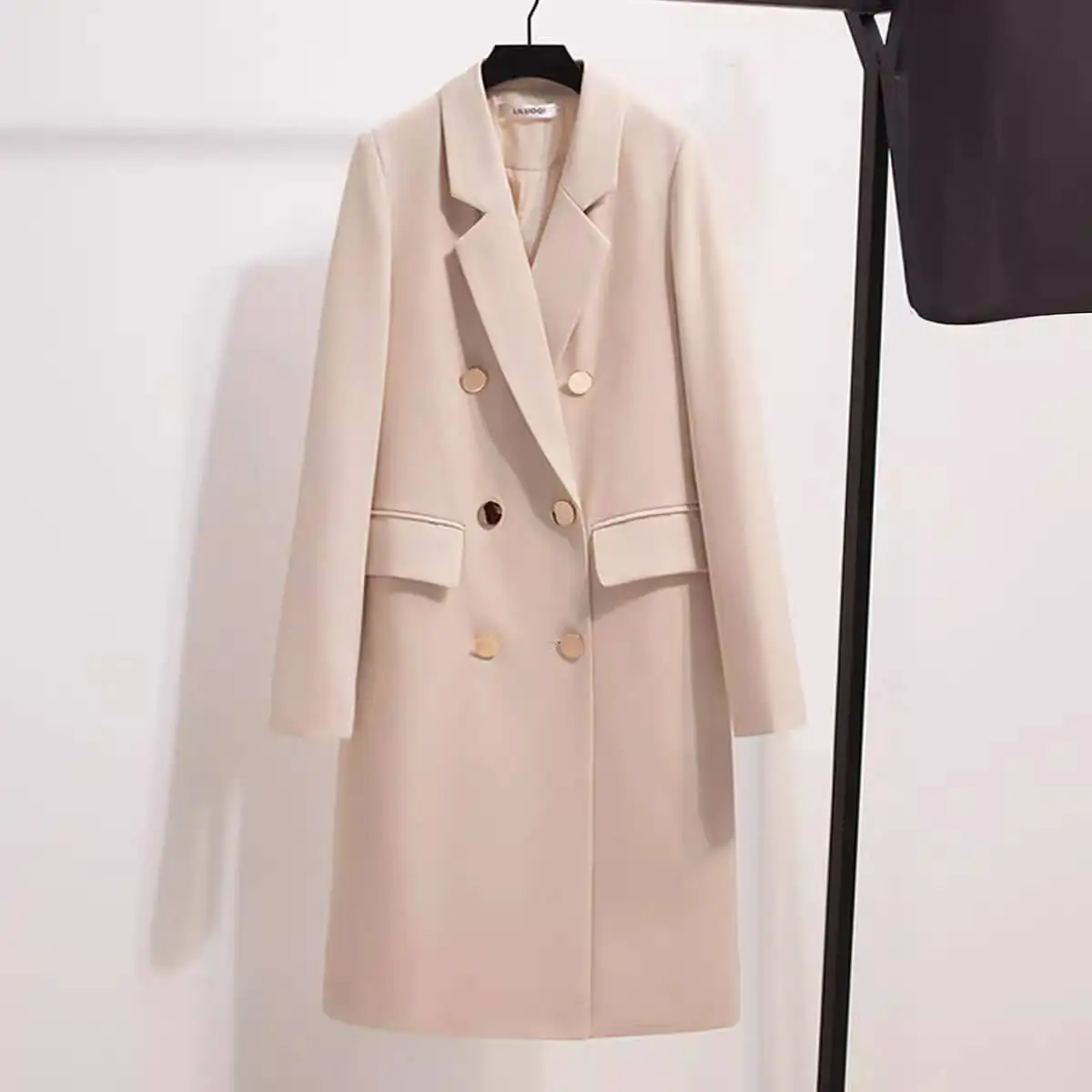 Stylish Double Breasted Long Women’s Beige Coat - Unique Fashion Outerwear for Winter