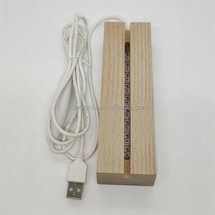 2024 Creative Solid Luminous USB Switch Night Light Base 3D Acrylic Lamp Led Wooden Base Wood Led Light Bases for Decoration
