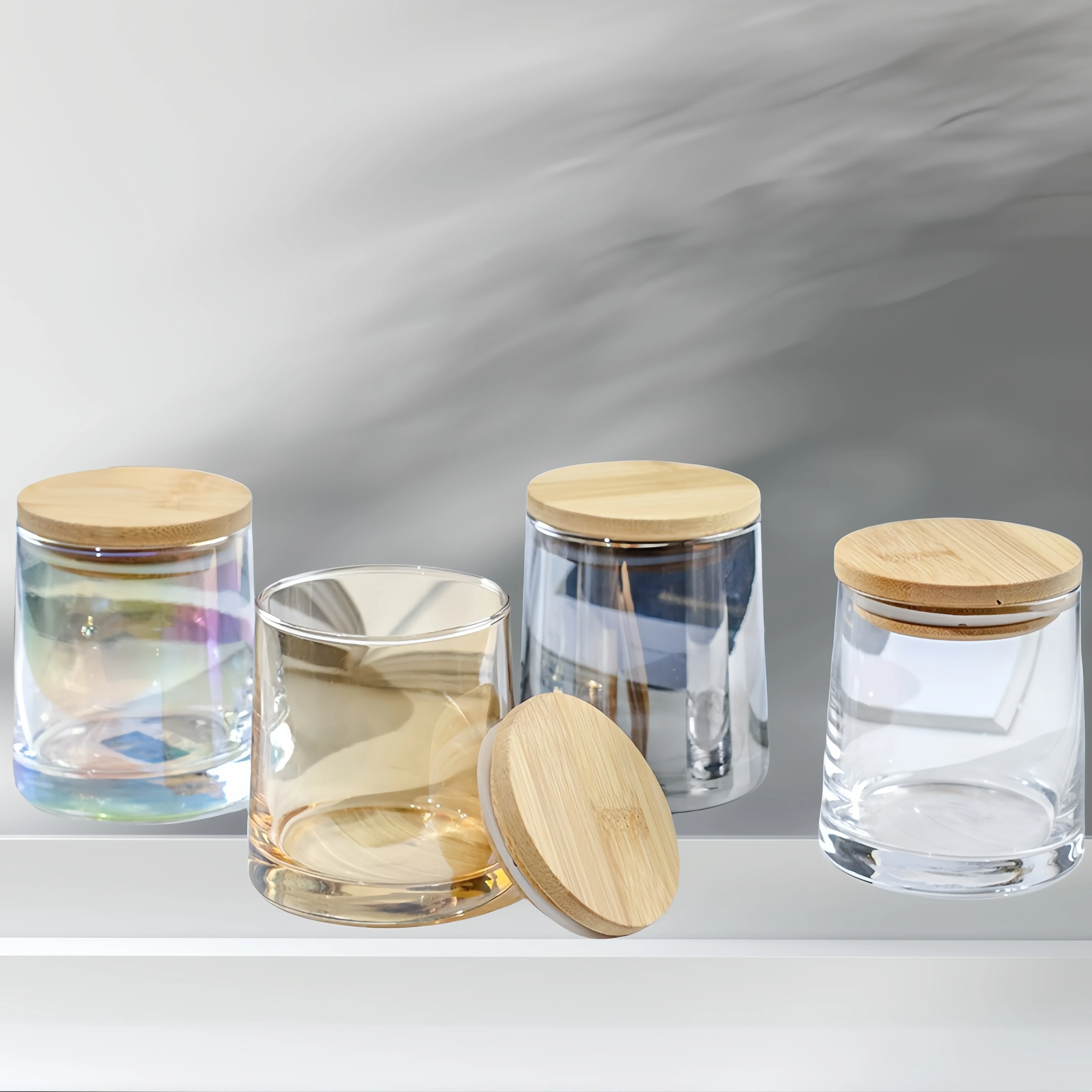 Wholesale Custom Multicolor Latest Luxury Multipurpose Unique Style Glass Candle Jar Without Lid