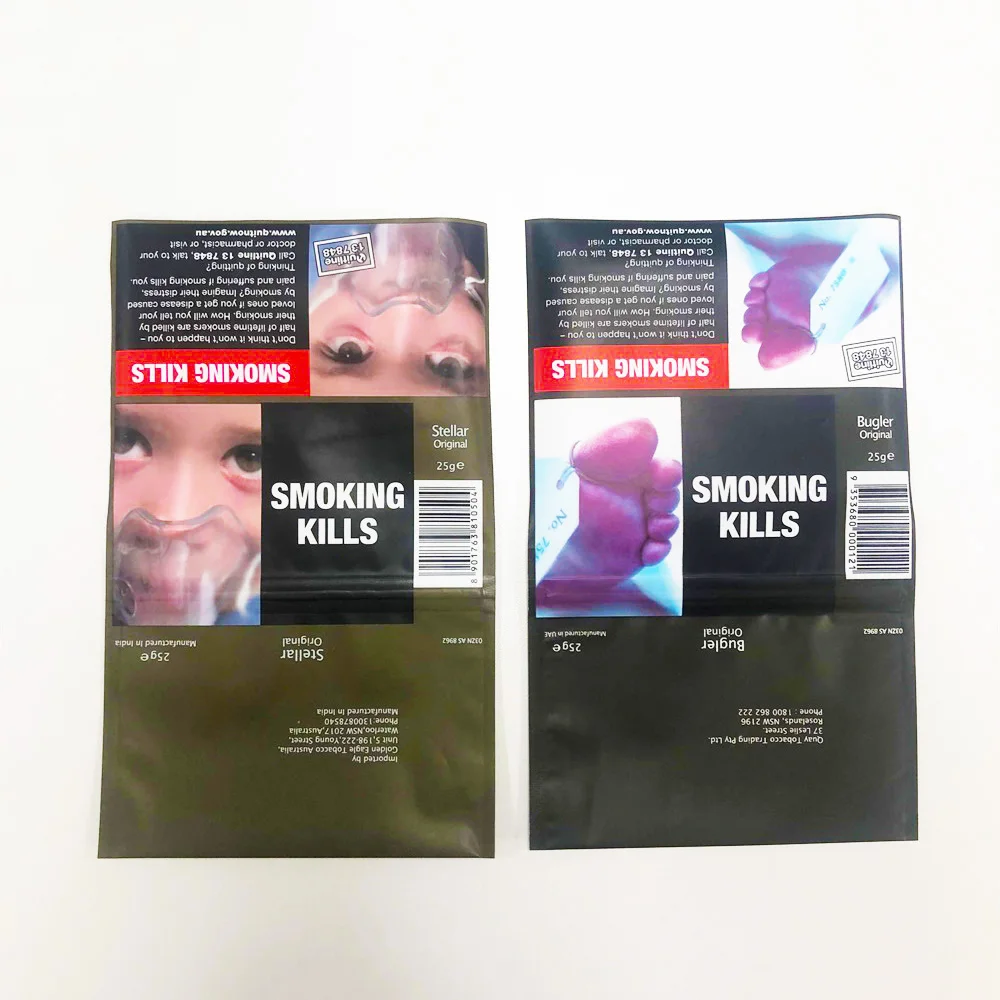 Baccy Tobacco Bag Custom 100g 50g 40g 30g 25g 15g Rolling Tobacco Packaging  Pouch