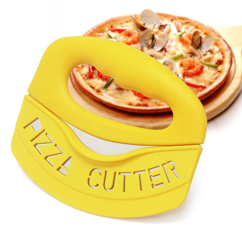 Food Chopper Sharp Blade Stainless Steel Pizza Cutter Rocker Slicer