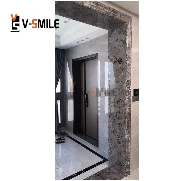 Chinese Dark Grey Marble with Overlapping Curve Veins Jamb Protector Door Casing Door & Window Frames