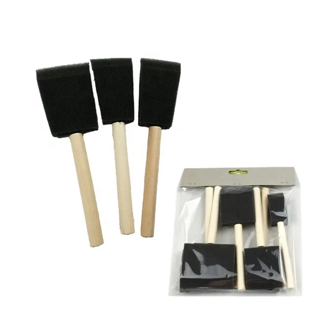15pcs 2.5cm pennelli in spugna artistica manico in legno pennelli per
