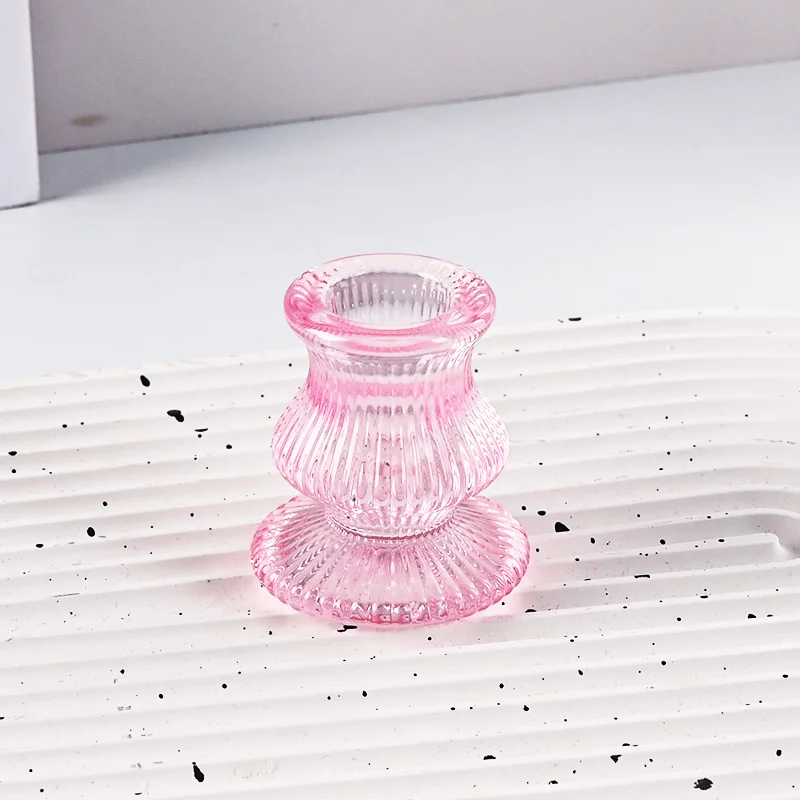 product portable glass candle holder for candlestick wedding home decoration table suitable for both sides candle holders-10