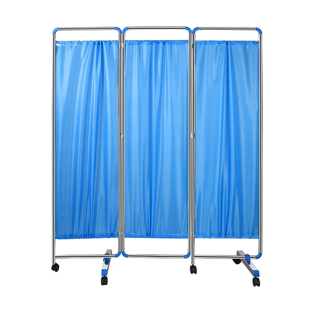 Foldable Stainless Steel Four Panels Hospital Ward Screen 4 Fold Medicasl Ward Screen for Hospital or Clinic