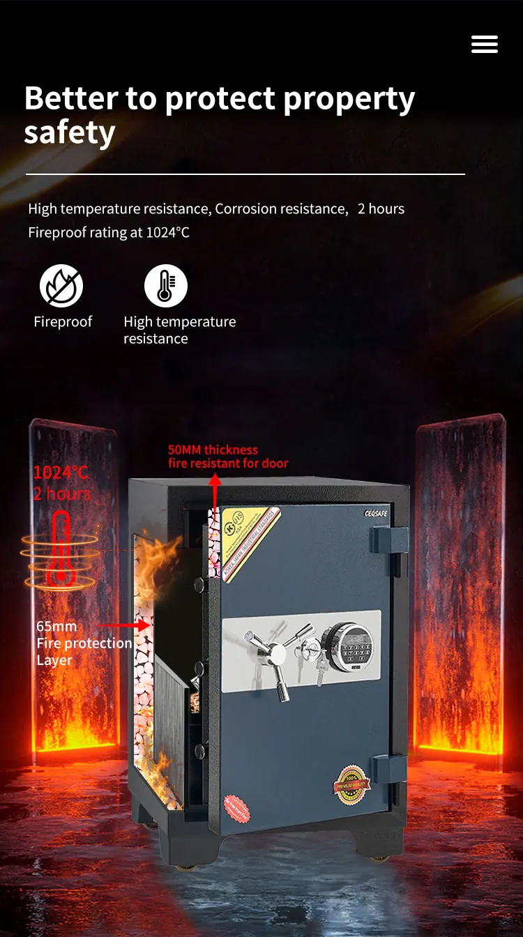 CEQSAFE High Quality Steel Metal Cabinet Digital Safe Fire Proof Storage Safe Box Fireproof manufacture