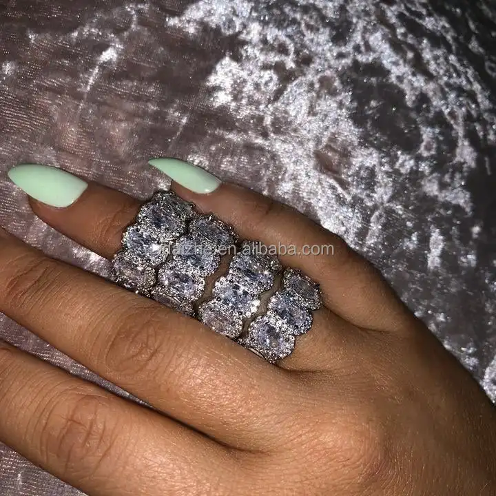 Oval Finger Ring Brilliant Stone Classic Wedding Anniversary   Wife&Girlfriend