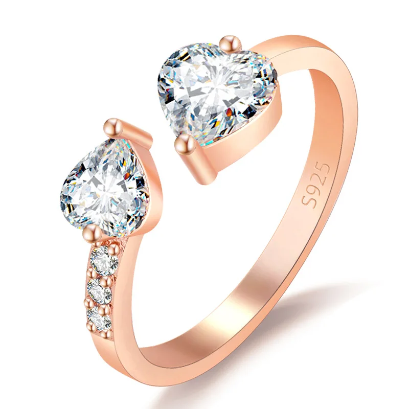 Luxury Fashion Rose Gold Silver Diamond Engagement Rings