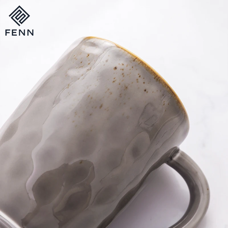 FENN Wholesale Spray Brown Color Spot Porcelain Mugs Supplier Mug Gift  Porcelain Mugs for Restaurant