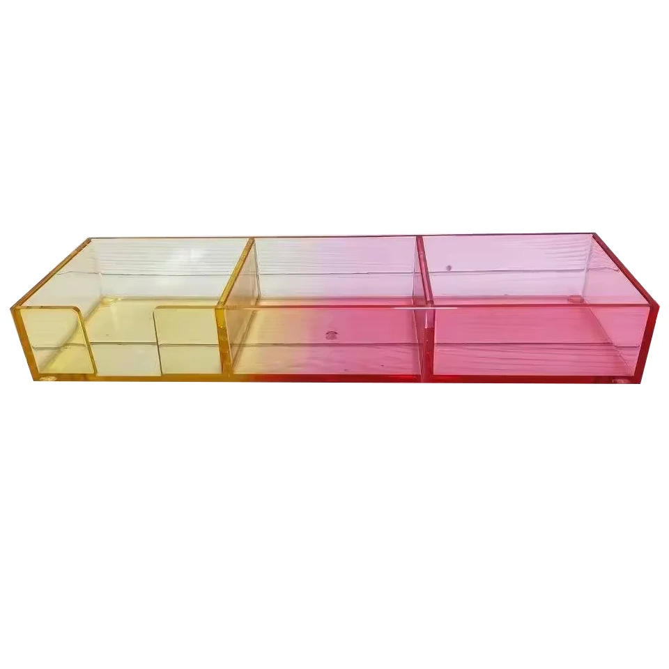 Choice Fun Clear Acrylic Drawer Storage Box with Post-It Note Clip Plastic Memo Holder for Office or Home Use