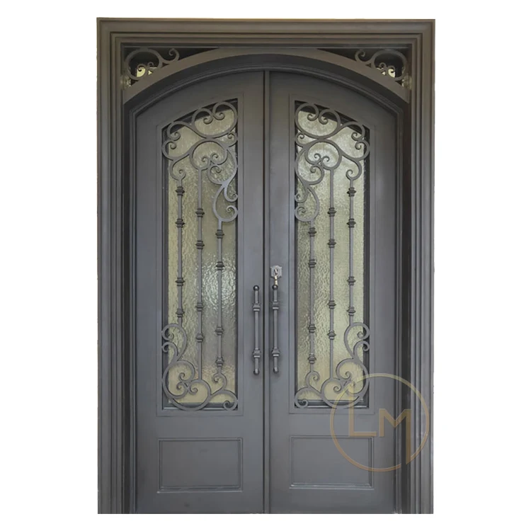 Victorian Style Classical Wrought Iron Partition Lattice Front Door Steel Villa Application
