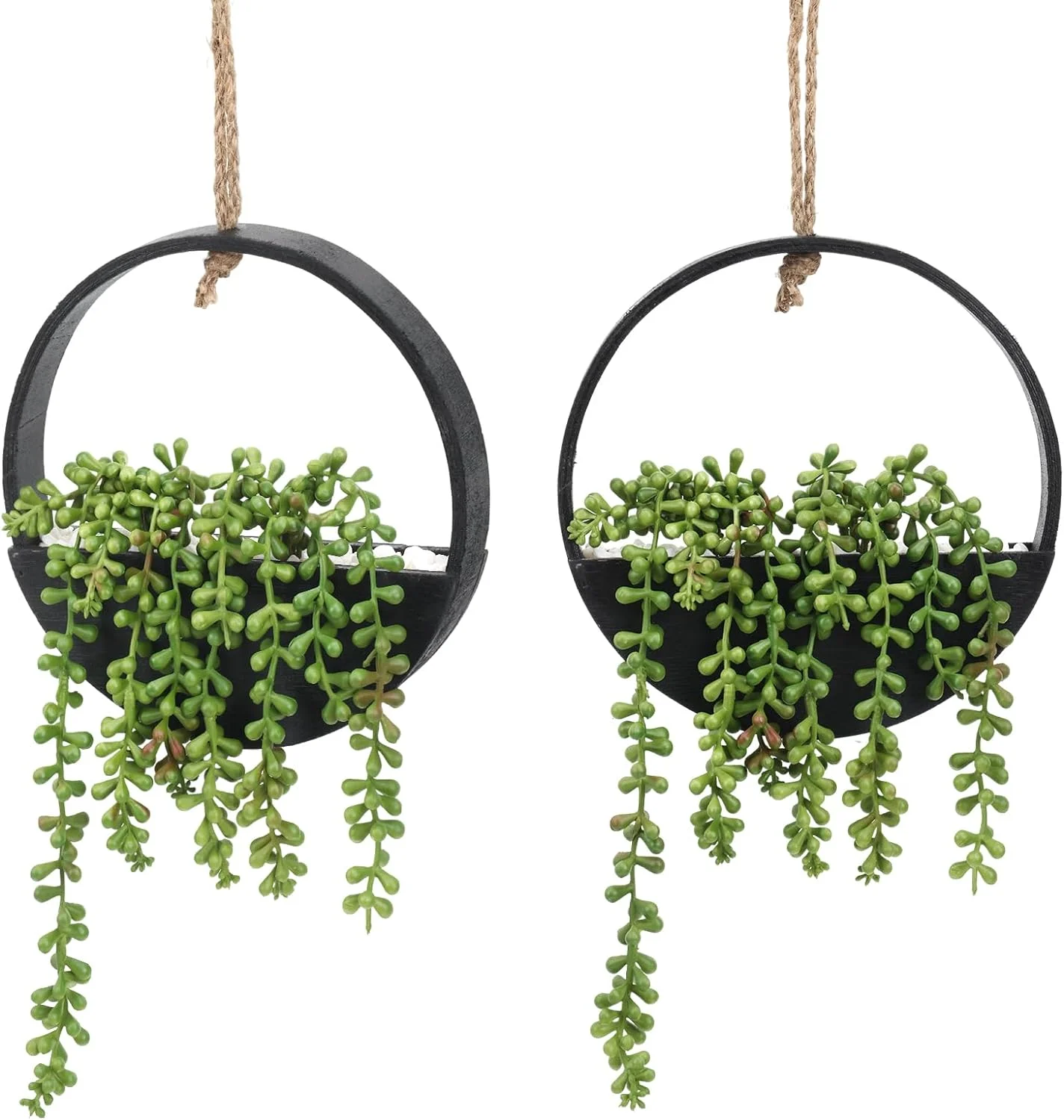 Modern Boho Lanyards 2pcs Hanging Plants Fake String Of Pearls In Pot With Lanyard Indoor  Outdoor Plastic Boho Wall Decor