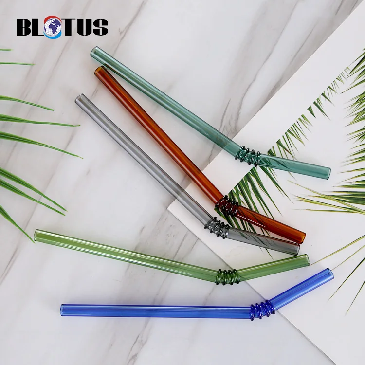 Handmade High Borosilicate Food Safe Glass Reusable Straws Set Flower