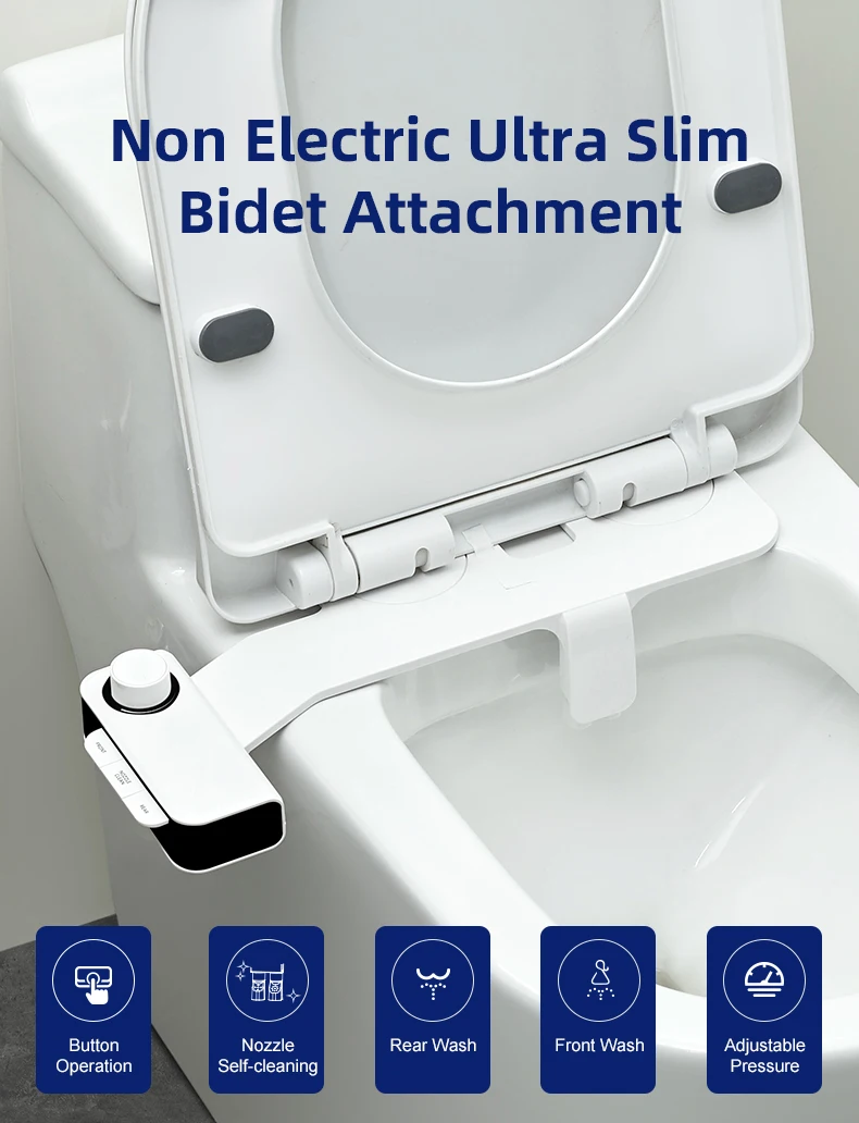 Wholesale Rinse Bide Shattaf Manufacturer Ultra-slim Toilet Bidet Sprayer Smart Dual Nozzle Bidet Attachment For Toilet details