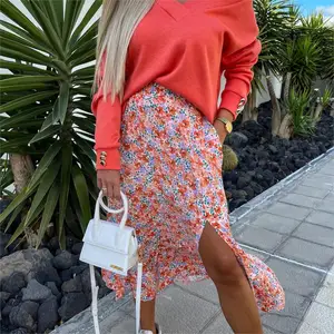 Pleated Skirt Women Ladies Women's Corduroy Skirts M-6xl Womens Vintage Slit Long Skirts Half Cake Dress