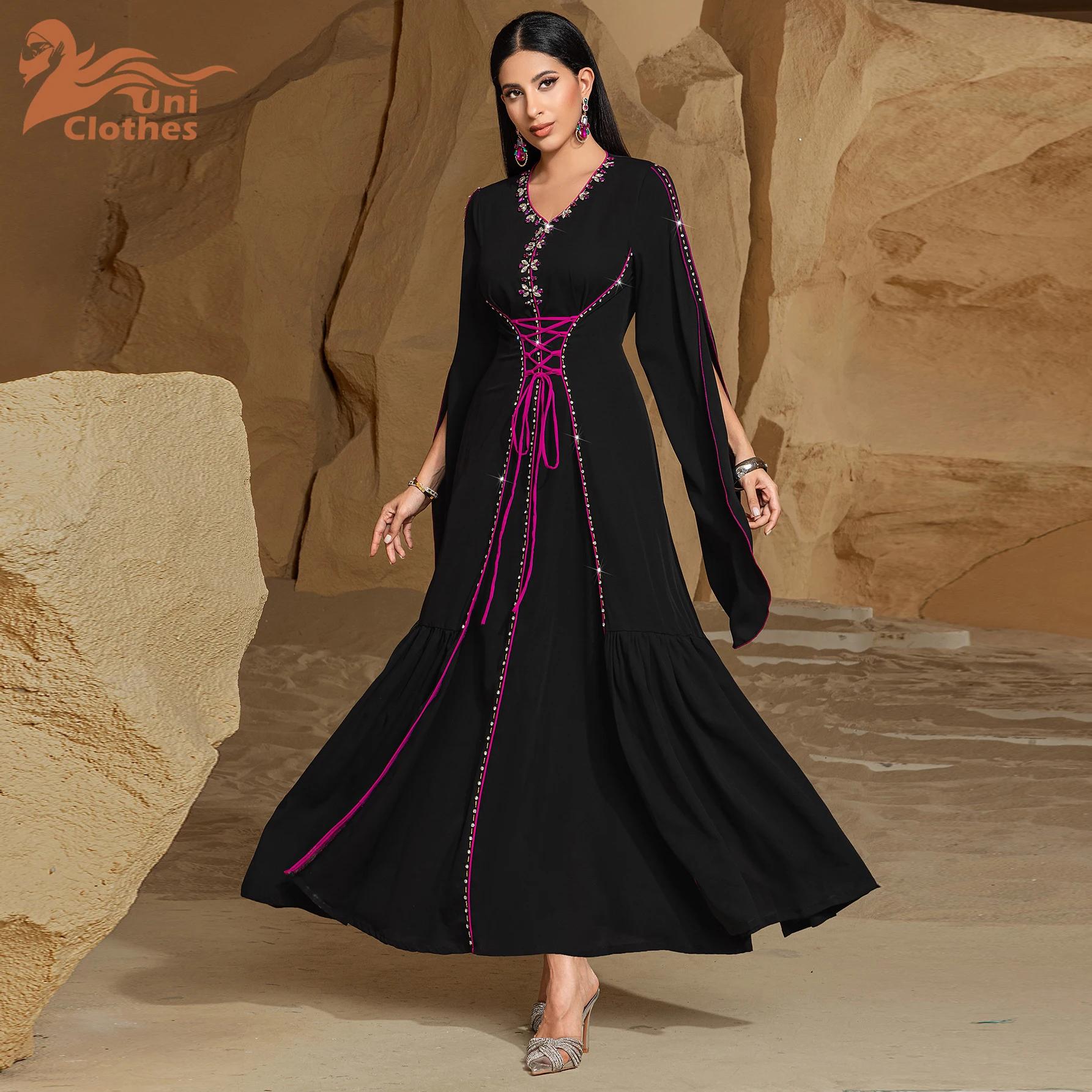 open lace back dress Marwa Fashion Arabic Dress for Women – Dubai Kaftan Islamic Muslim Cos –  Mujeza Honey