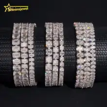 Iced Out Bracelet Men Luxury Hip Hop Fancy Cut Moissanite Bracelet Collection Fine Jewelry 925 Silver Tennis Bracelet Daily Wear