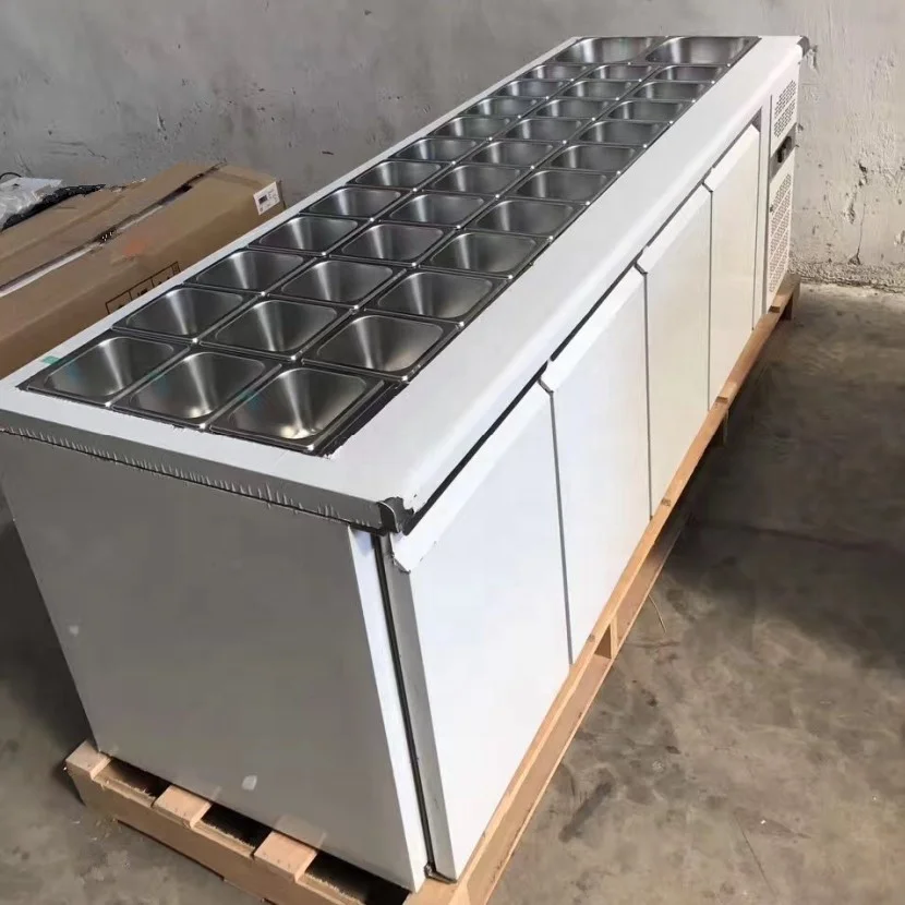 GN Pans Open Display Counter Cooler Salad Bar Refrigerator /Buffet Salad Bar Refrigeration Equipment