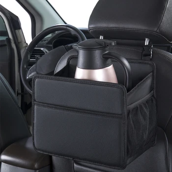 Haochefeng large capacity OEM Car foldable storage bags with net pocket seats back hanging trash cans multifunction