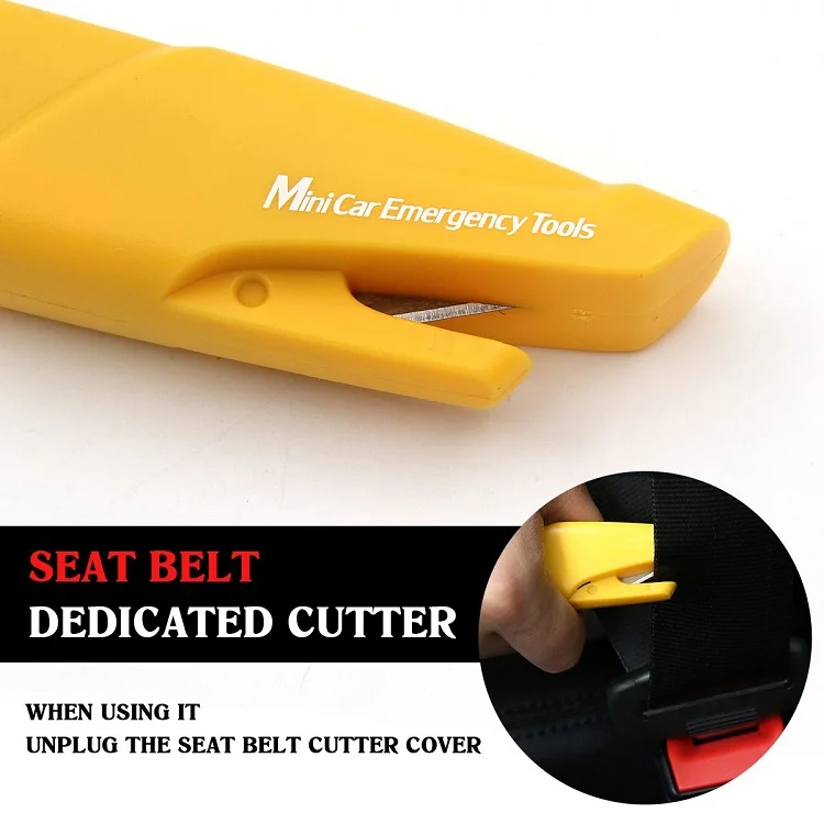 Kit d'urgence 3-en-1 pour voiture : mini marteau brise-vitre, coupe-ceinture et porte-clés
