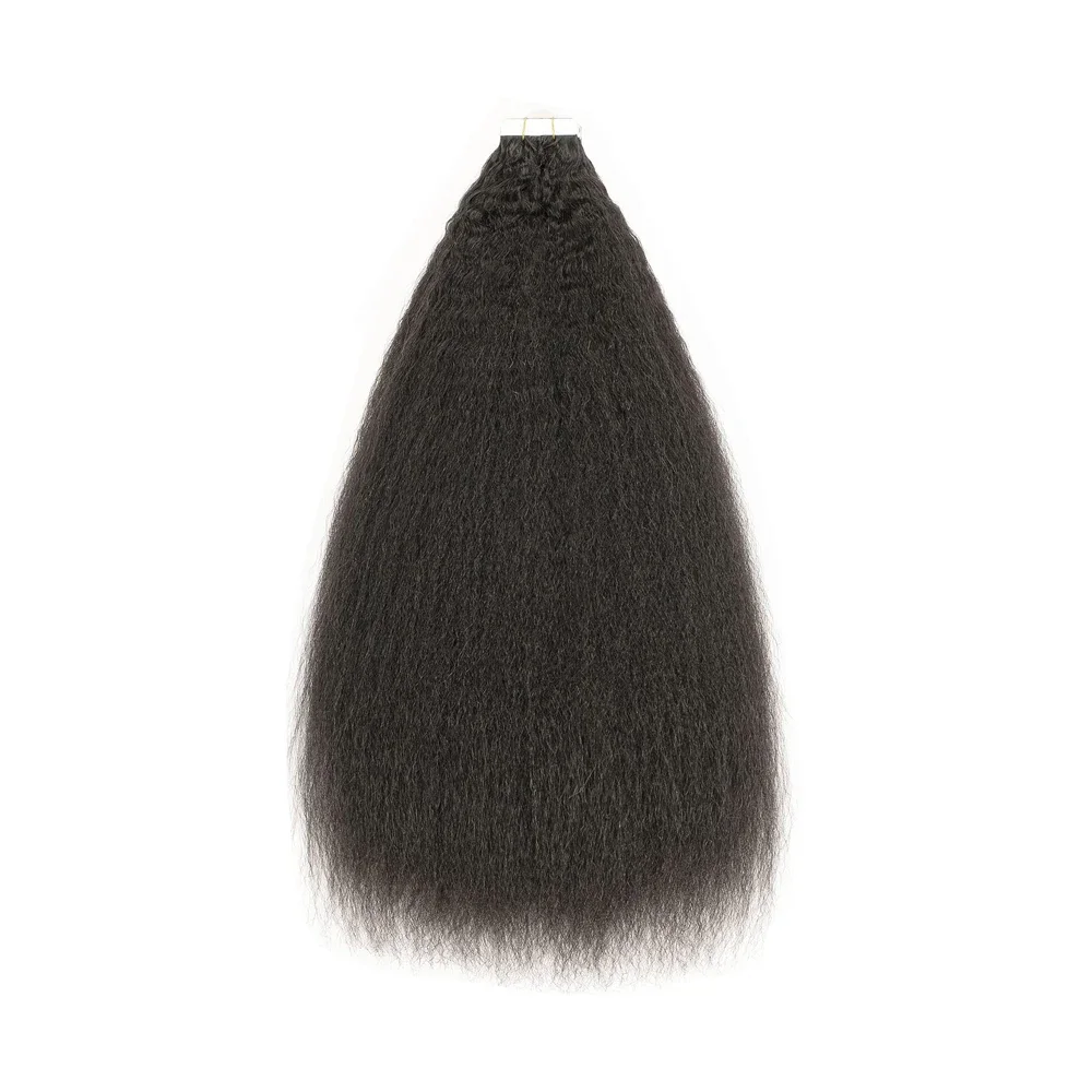 Kinky Straight Tape In Hair Extensions 100 Human Hair Remy 20Pcs Natural Color Skin Weft Tape In Extension_voghion.com