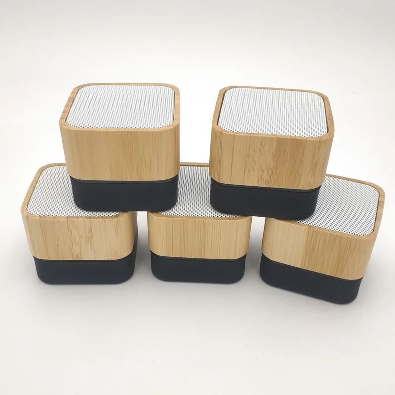 Custom Logo Mini Portable for Bluetooth Speakers 3W Powered RGB TF Card Slot Music Sound for Computer Mobile Phone Bamboo Design