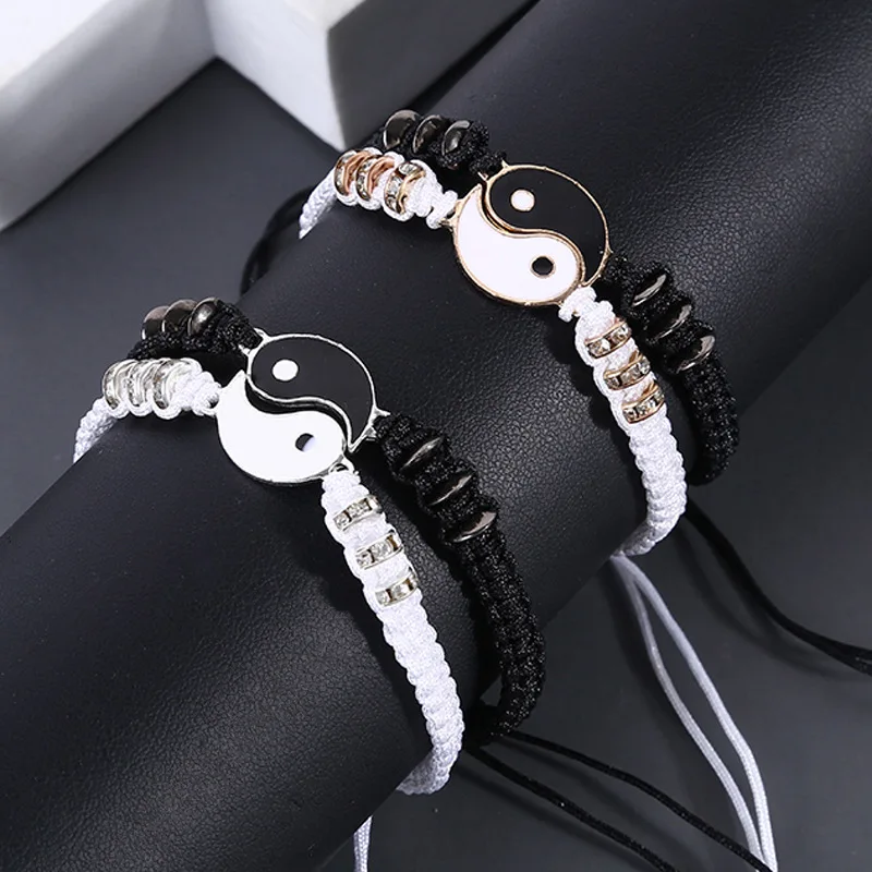Best Friend Love Couple Bracelets Yin Yang Braided Rope String