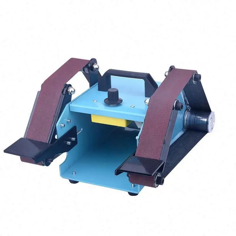 TEBAK DIY Polishing Grinding Cutter Edges Sharpener, with Dual Belt Mini Electric Bench Belt Sander Multifunctional Grinder