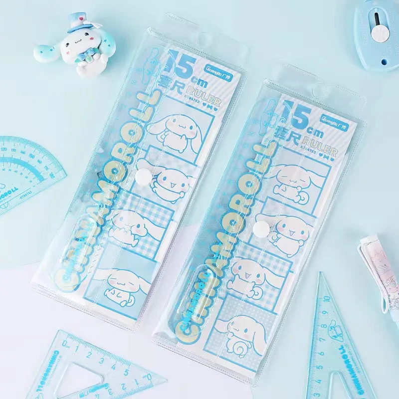 Набор студенческих канцелярских принадлежностей Sanrioes из четырех предметов линейка Kuromi с мелодией прямая треугольная для студентов