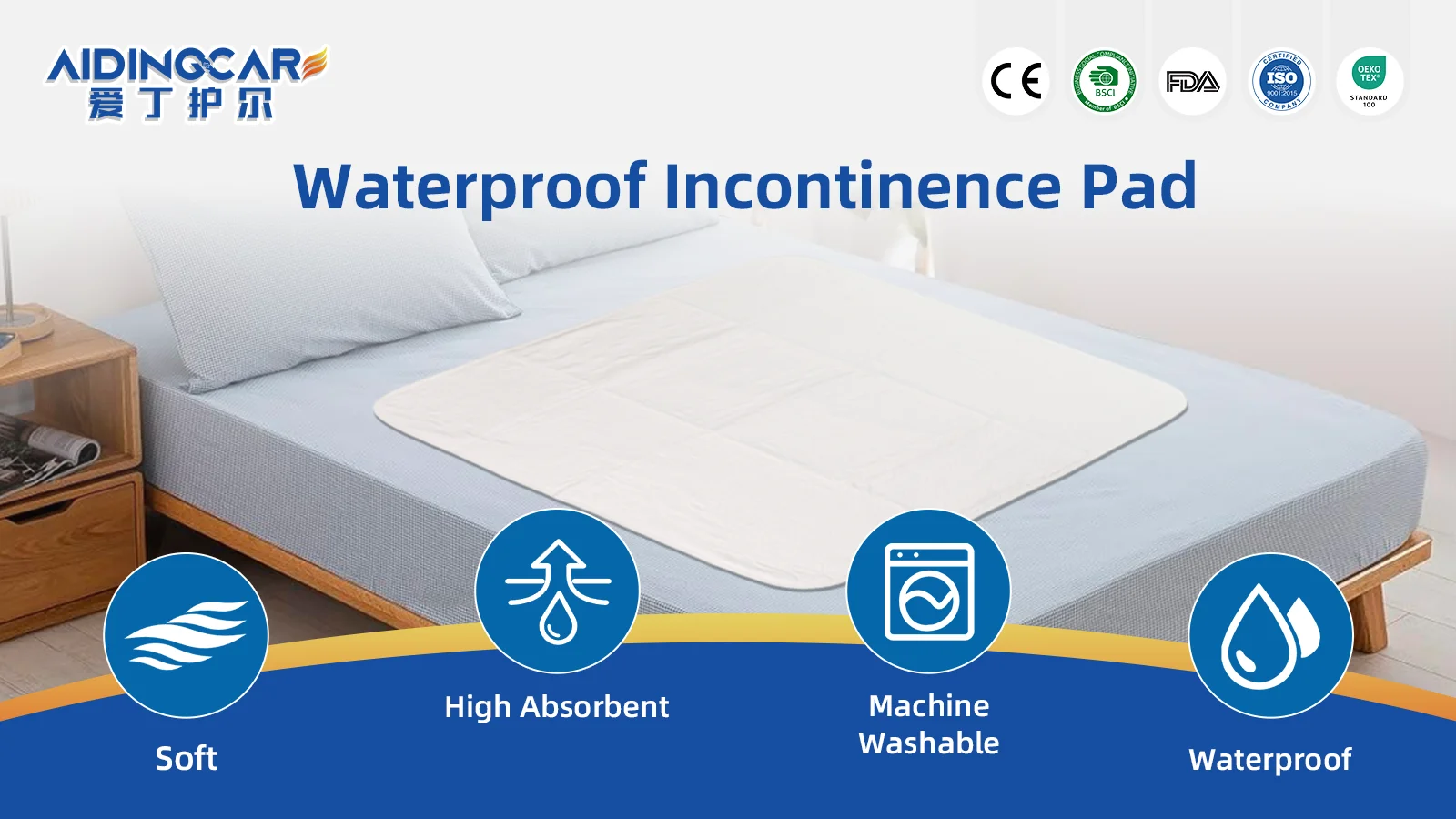 Wholesale Large Quilted Knitted Plain Waterproof Latex-Free Underpads  - product detail 1