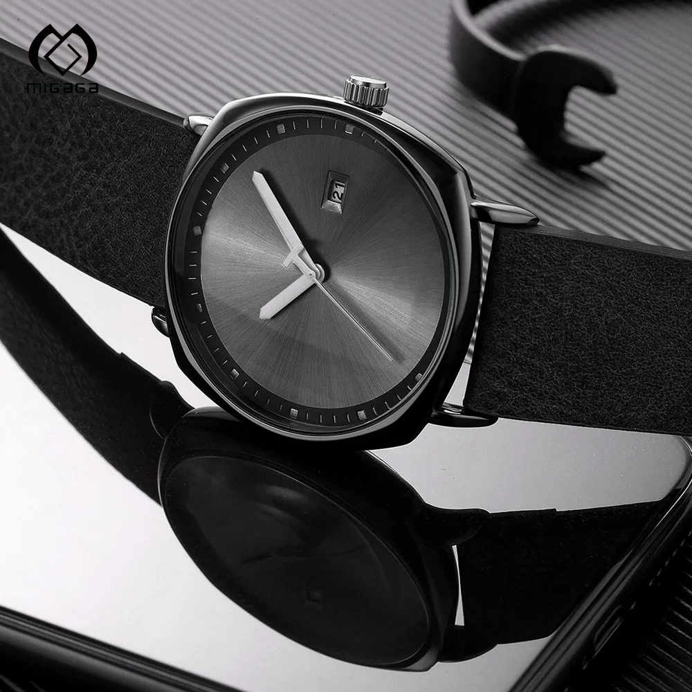 Custom Simple Elegant Calendar Business Style High-End Niche Leather Strap Quartz Men's  Watch