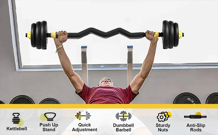 Gymbosports Adjustable Dumbbell Sets  Multifunctional Dumbbell Kettlebell Sets Barbell Weight Set Gym Weights Dumbbells