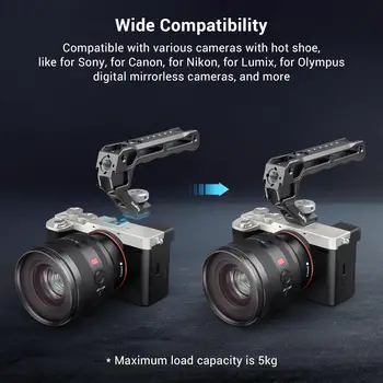 SmallRig Lightweight Cold Shoe Top Handle, Grip for DSLR Camera Cage, Universal Top Handle with 5 Cold Shoe Adapters and Cold detail image