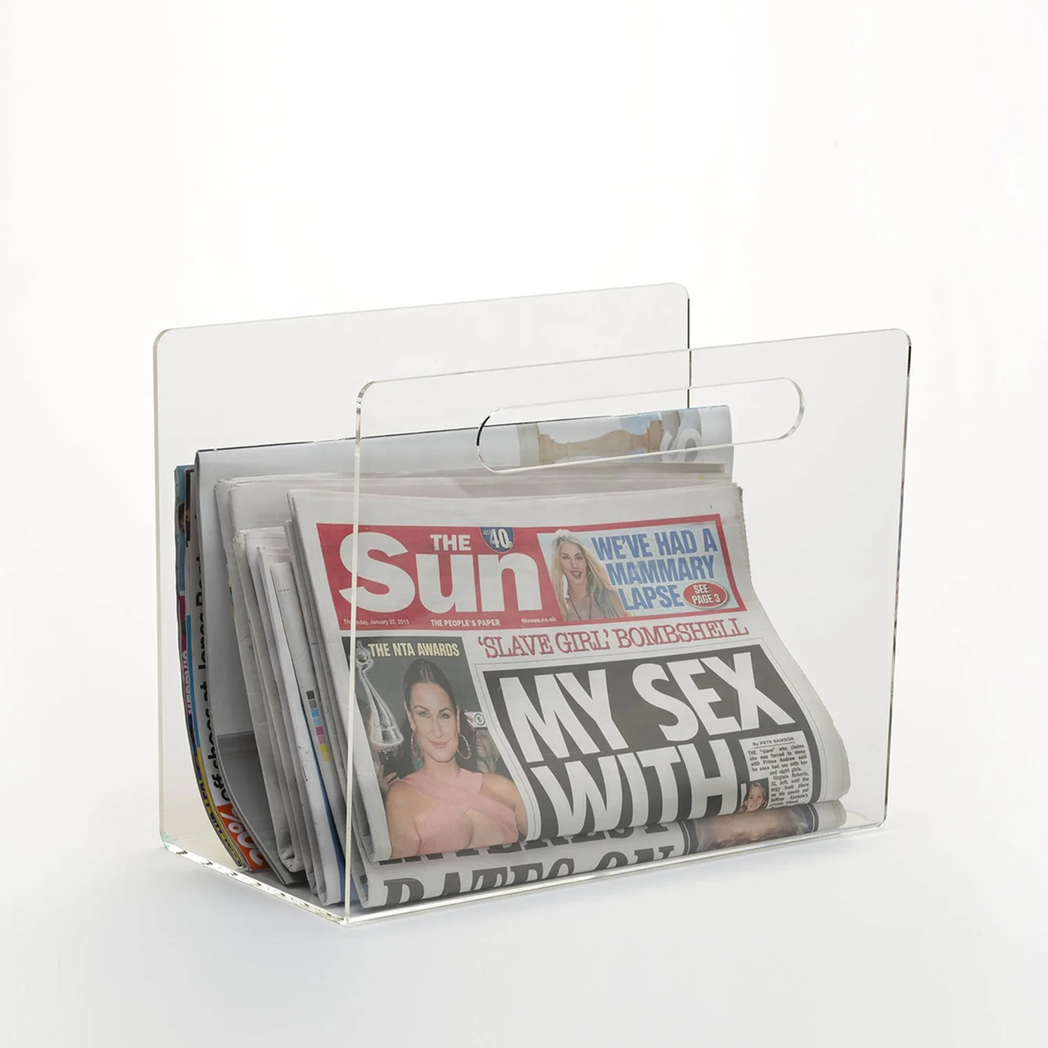 Free standing clear magazine rack acrylic/portable magazine rack