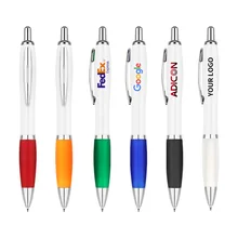 High Quality Rubber Handle Soft touch Rainbow Signature Plastic Ballpoint Pen With Custom Logo Print