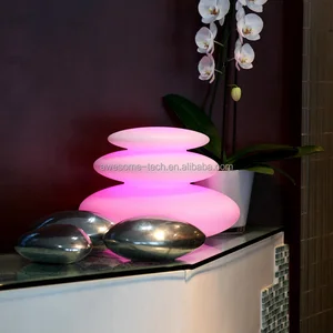 Cordless LED Garden Lights with Shimmer Glow Effect IP68 Battery-Powered Plastic Stone Pebble for Theme Parks