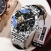 Boîtier argenté EU-1415, cadran noir, bracelet en acier (norme européenne)